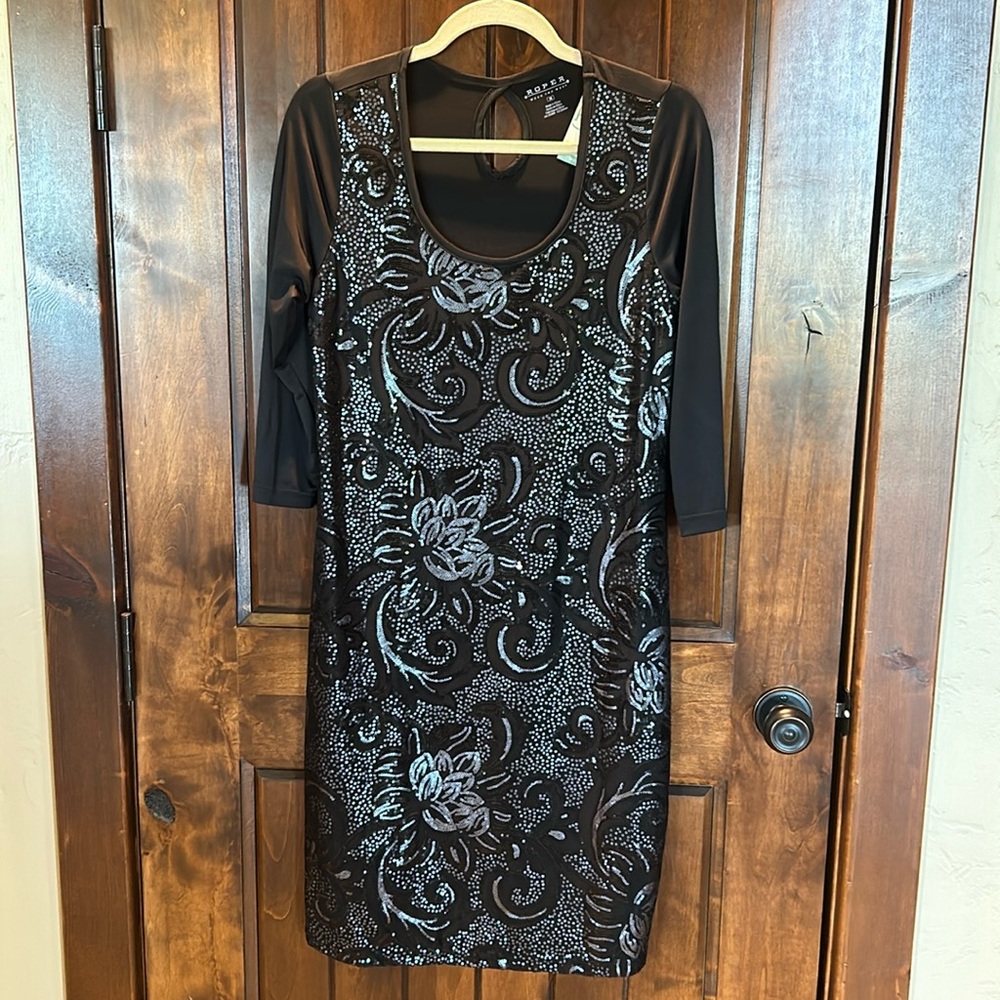NWT, black sequined dress